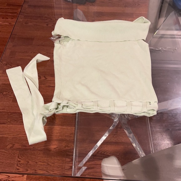 Jillian Jones off shoulder mint green tie cut out bottom sweater NWT - Picture 4 of 4